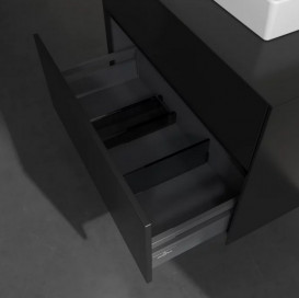 Тумба под раковину Villeroy & Boch Collaro 80х50 см с подсветкой МДФ черный матовый лак C069B0PD