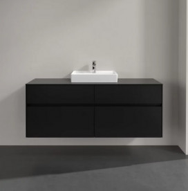 Тумба под раковину Villeroy & Boch Collaro 140х50 см с подсветкой МДФ черный матовый лак C073B0PD