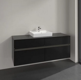 Тумба под раковину Villeroy & Boch Collaro 140х50 см с подсветкой МДФ черный матовый лак C073B0PD