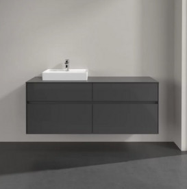 Тумба под раковину Villeroy & Boch Collaro 140х50 см с подсветкой МДФ глянцевый серый C074B0FP