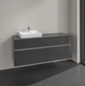 Тумба под раковину Villeroy & Boch Collaro 140х50 см с подсветкой МДФ глянцевый серый C074B0FP