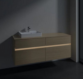 Тумба под раковину Villeroy & Boch Collaro 140х50 см с подсветкой ДСП северный дуб C074B0VJ
