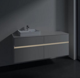Тумба под раковину Villeroy & Boch Collaro 140х50 см с подсветкой ДСП мягкий серый C074B0VK