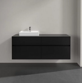 Тумба під раковину Villeroy & Boch Collaro 140х50 см із підсвічуванням МДФ чорний матовий лак C074B0PD