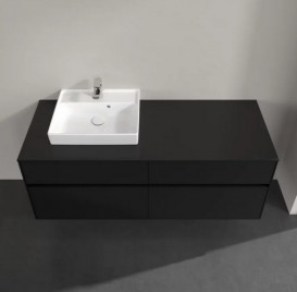 Тумба під раковину Villeroy & Boch Collaro 140х50 см із підсвічуванням МДФ чорний матовий лак C074B0PD