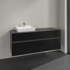 Тумба під раковину Villeroy & Boch Collaro 140х50 см із підсвічуванням МДФ чорний матовий лак C074B0PD