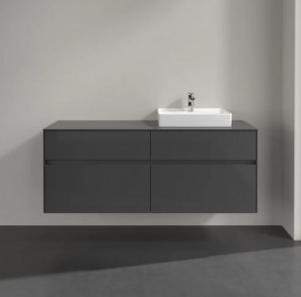Тумба під раковину Villeroy & Boch Collaro 140х50 см із підсвічуванням МДФ глянсовий сірий C075B0FP
