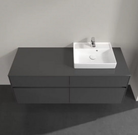 Тумба під раковину Villeroy & Boch Collaro 140х50 см із підсвічуванням МДФ глянсовий сірий C075B0FP