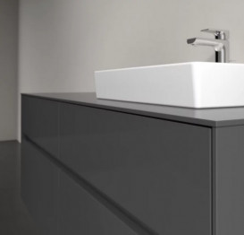 Тумба під раковину Villeroy & Boch Collaro 140х50 см із підсвічуванням МДФ глянсовий сірий C075B0FP