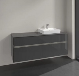 Тумба під раковину Villeroy & Boch Collaro 140х50 см із підсвічуванням МДФ глянсовий сірий C075B0FP