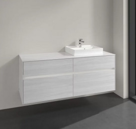 Тумба під раковину Villeroy & Boch Collaro 140х50 см із підсвічуванням ДСП біле дерево C075B0E8