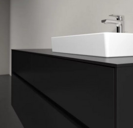 Тумба під раковину Villeroy & Boch Collaro 140х50 см із підсвічуванням МДФ чорний матовий лак C075B0PD