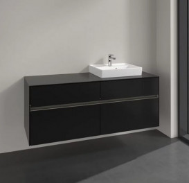 Тумба під раковину Villeroy & Boch Collaro 140х50 см із підсвічуванням МДФ чорний матовий лак C075B0PD