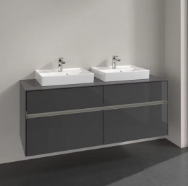 Тумба под раковину Villeroy & Boch Collaro 140х50 см с подсветкой МДФ глянцевый серый C076B0FP