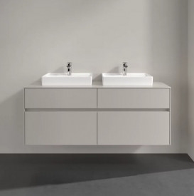 Тумба под раковину Villeroy & Boch Collaro 140х50 см с подсветкой ДСП мягкий серый C076B0VK