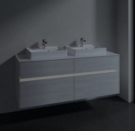 Тумба під раковину Villeroy & Boch Collaro 140х50 см із підсвічуванням ДСП біле дерево C076B0E8