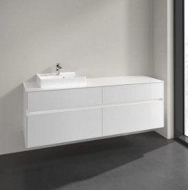 Тумба під раковину Villeroy & Boch Collaro 160х50 см із підсвічуванням ДСП матовий білий C078B0MS