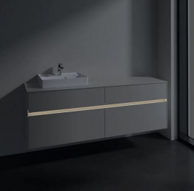 Тумба під раковину Villeroy&Boch Collaro 160х50 см з підсвічуванням ДСП м'який сірий C078B0VK