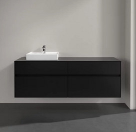 Тумба под раковину Villeroy & Boch Collaro 160х50 см с подсветкой МДФ черный матовый лак C078B0PD