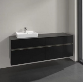 Тумба под раковину Villeroy & Boch Collaro 160х50 см с подсветкой МДФ черный матовый лак C078B0PD