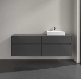 Тумба під раковину Villeroy & Boch Collaro 160х50 см із підсвічуванням МДФ глянсовий сірий C079B0FP