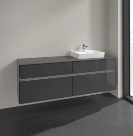 Тумба под раковину Villeroy & Boch Collaro 160х50 см с подсветкой МДФ глянцевый серый C079B0FP