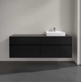 Тумба под раковину Villeroy & Boch Collaro 160х50 см с подсветкой МДФ черный матовый лак C079B0PD