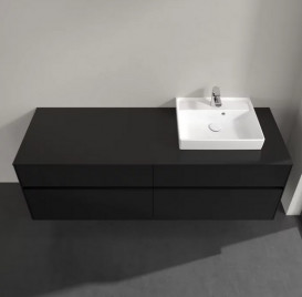 Тумба под раковину Villeroy & Boch Collaro 160х50 см с подсветкой МДФ черный матовый лак C079B0PD