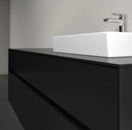 Тумба под раковину Villeroy & Boch Collaro 160х50 см с подсветкой МДФ черный матовый лак C079B0PD