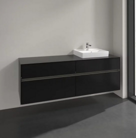 Тумба под раковину Villeroy & Boch Collaro 160х50 см с подсветкой МДФ черный матовый лак C079B0PD