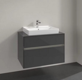 Тумба під раковину Villeroy & Boch Collaro 80х50 см із підсвічуванням МДФ глянсовий сірий C080B0FP