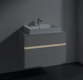 Тумба под раковину Villeroy & Boch Collaro 80х50 см с подсветкой ДСП мягкий серый C080B0VK