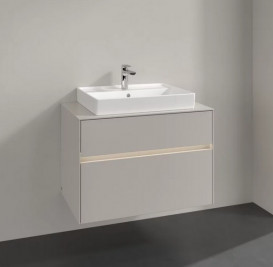 Тумба под раковину Villeroy & Boch Collaro 80х50 см с подсветкой ДСП мягкий серый C080B0VK