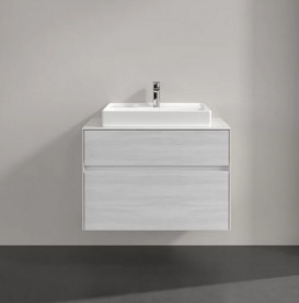 Тумба под раковину Villeroy & Boch Collaro 80х50 см с подсветкой ДСП белое дерево C080B0E8