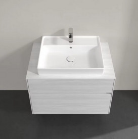 Тумба под раковину Villeroy & Boch Collaro 80х50 см с подсветкой ДСП белое дерево C080B0E8