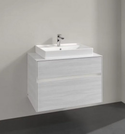 Тумба под раковину Villeroy & Boch Collaro 80х50 см с подсветкой ДСП белое дерево C080B0E8