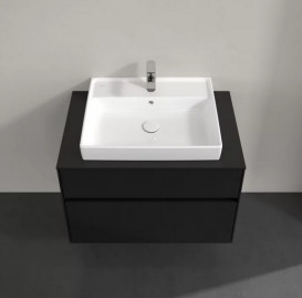 Тумба под раковину Villeroy & Boch Collaro 80х50 см с подсветкой МДФ черный матовый лак C080B0PD