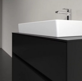Тумба под раковину Villeroy & Boch Collaro 80х50 см с подсветкой МДФ черный матовый лак C080B0PD