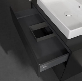 Тумба под раковину Villeroy & Boch Collaro 80х50 см с подсветкой МДФ черный матовый лак C080B0PD