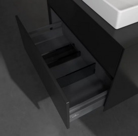 Тумба под раковину Villeroy & Boch Collaro 80х50 см с подсветкой МДФ черный матовый лак C080B0PD