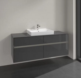 Тумба под раковину Villeroy & Boch Collaro 140х50 см с подсветкой МДФ глянцевый серый C084B0FP