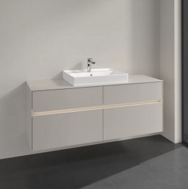 Тумба під раковину Villeroy & Boch Collaro 140х50 см із підсвічуванням ДСП м'який сірий C084B0VK