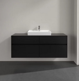 Тумба під раковину Villeroy & Boch Collaro 140х50 см із підсвічуванням МДФ чорний матовий лак C084B0PD