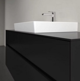 Тумба під раковину Villeroy & Boch Collaro 140х50 см із підсвічуванням МДФ чорний матовий лак C084B0PD