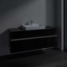 Тумба під раковину Villeroy & Boch Collaro 140х50 см із підсвічуванням МДФ чорний матовий лак C084B0PD