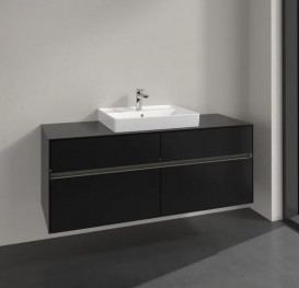 Тумба під раковину Villeroy & Boch Collaro 140х50 см із підсвічуванням МДФ чорний матовий лак C084B0PD