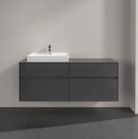 Тумба під раковину Villeroy & Boch Collaro 140х50 см із підсвічуванням МДФ глянсовий сірий C085B0FP