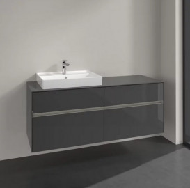 Тумба під раковину Villeroy & Boch Collaro 140х50 см із підсвічуванням МДФ глянсовий сірий C085B0FP