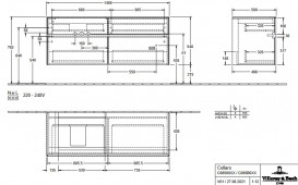 Тумба под раковину Villeroy & Boch Collaro 140х50 см с подсветкой ДСП каменный дуб C085B0RK