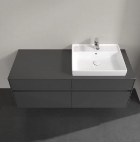 Тумба під раковину Villeroy & Boch Collaro 140х50 см із підсвічуванням МДФ глянсовий сірий C086B0FP